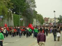 Una de las tantas manifestaciones Maoistas que tienen paralizada la ciudad